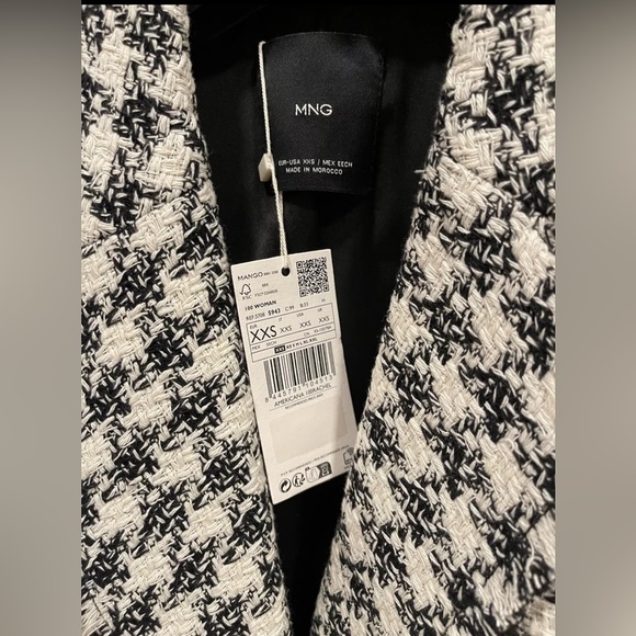 NWT Mango Houndstooth Tweed Blazer XXS - Picture 4 of 8